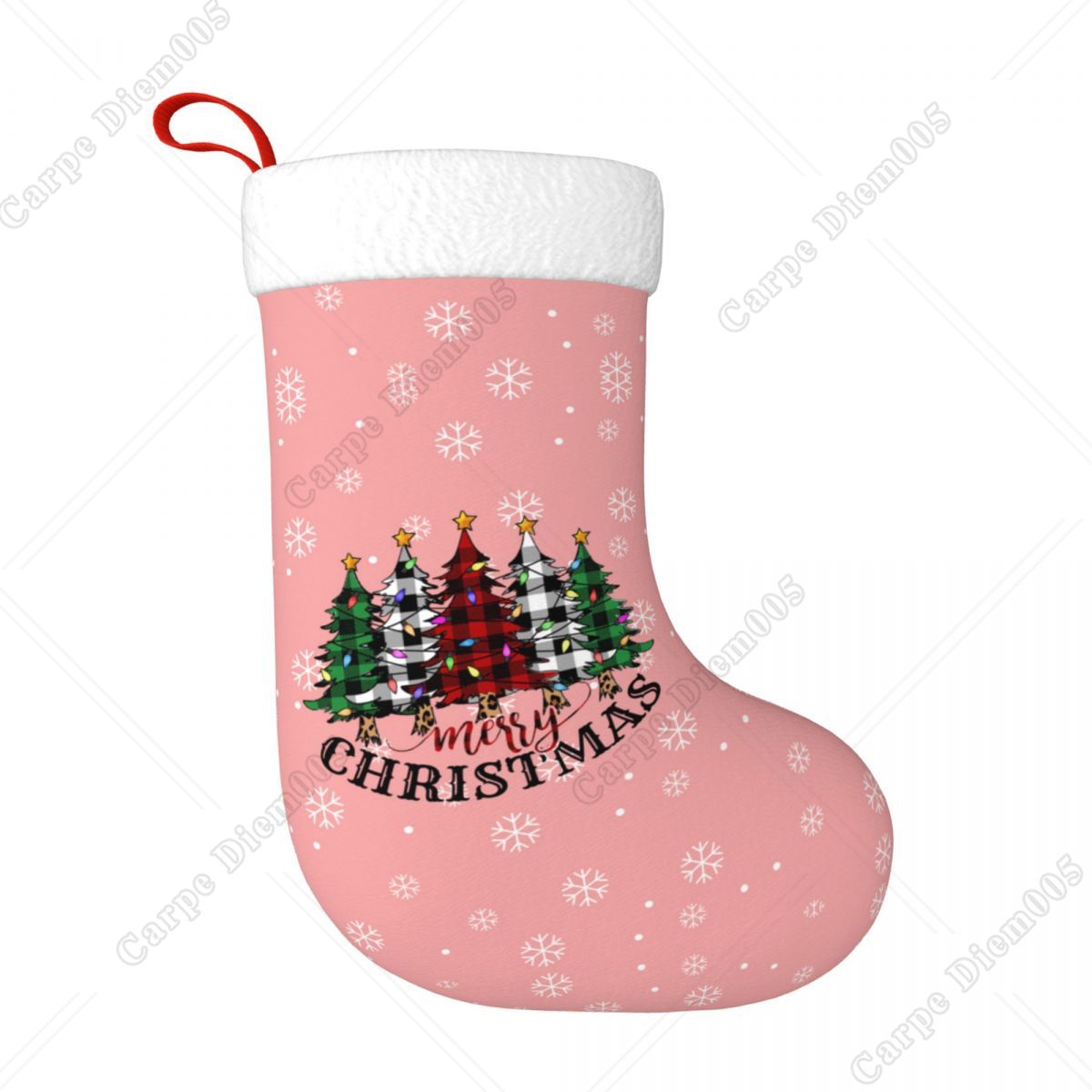 Christmas Stocking Hanging - Grands bas de Noël roses pour