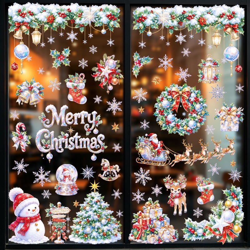 Snowflake Window Decal - 9 feuilles d'autocollants statiques de Noël