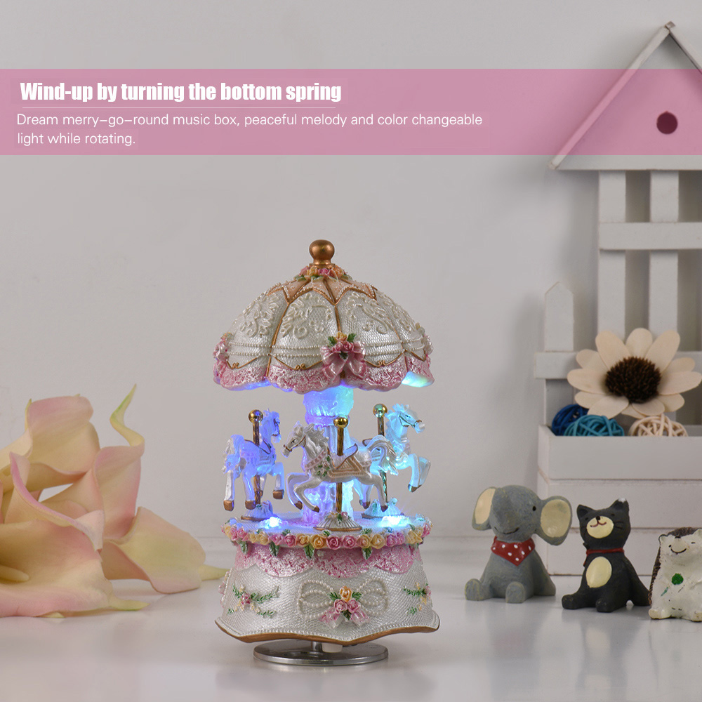 Snow Globe Musical - Carrousel rotatif de luxe avec changement