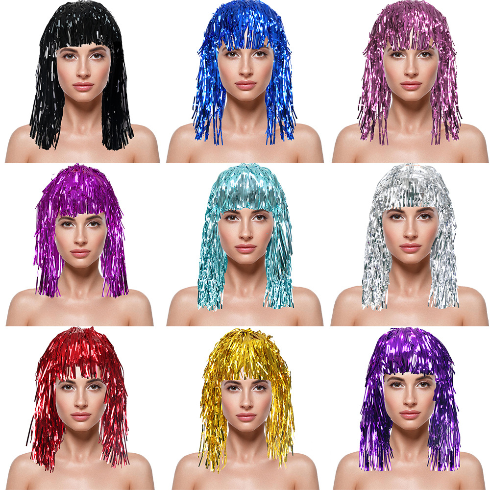 Tinsel Garland Decoration - Perruque de cosplay disco en feuille