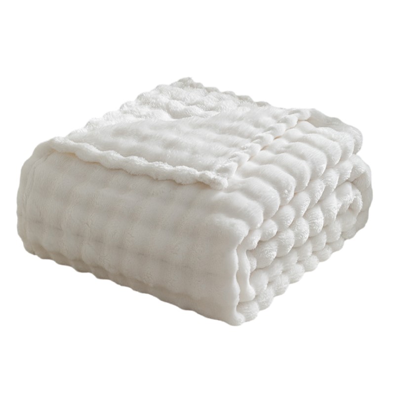 Christmas Throw Blanket - Couverture en peluche 3D blanche texturée