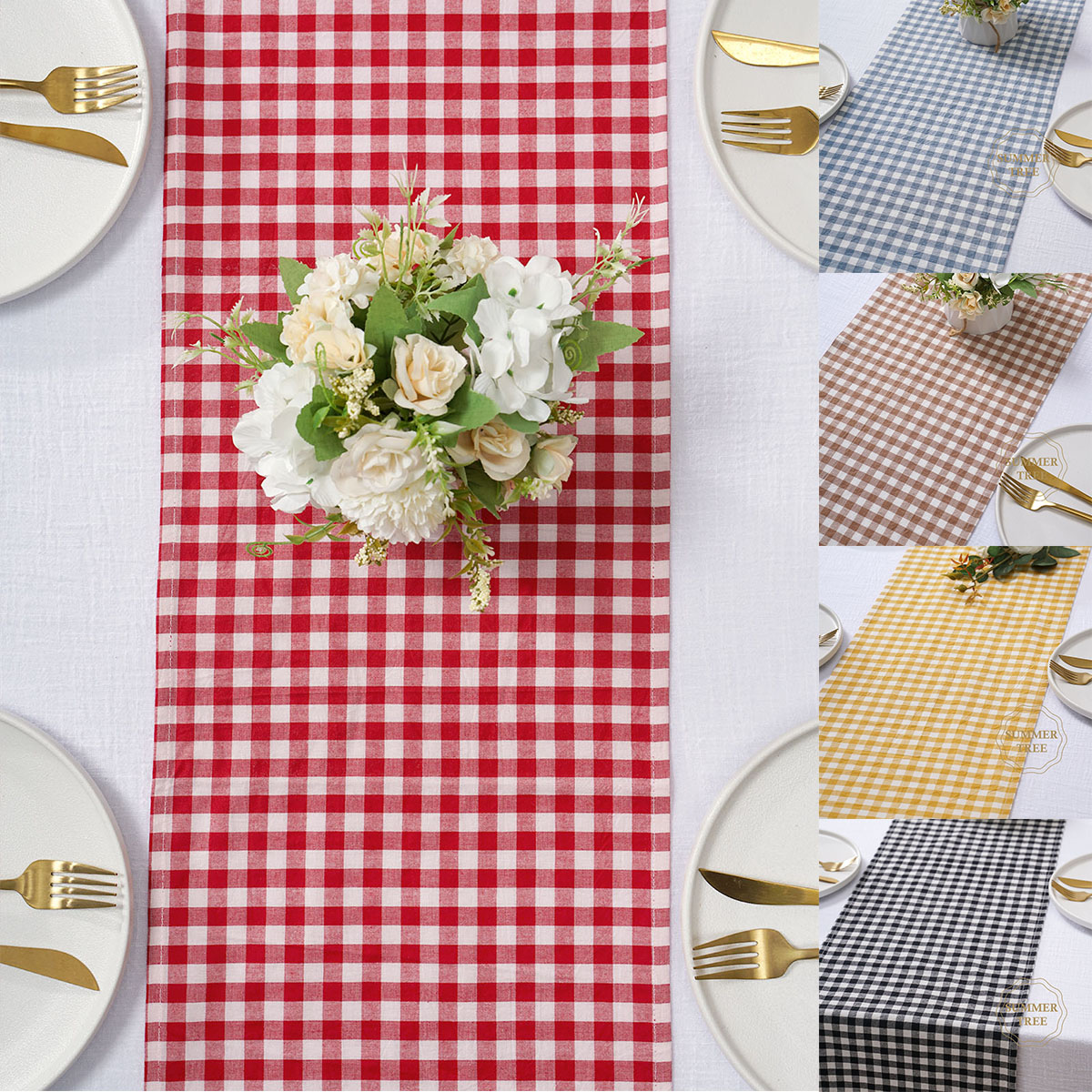 Christmas Throw Blanket - Chemin de table rustique en coton