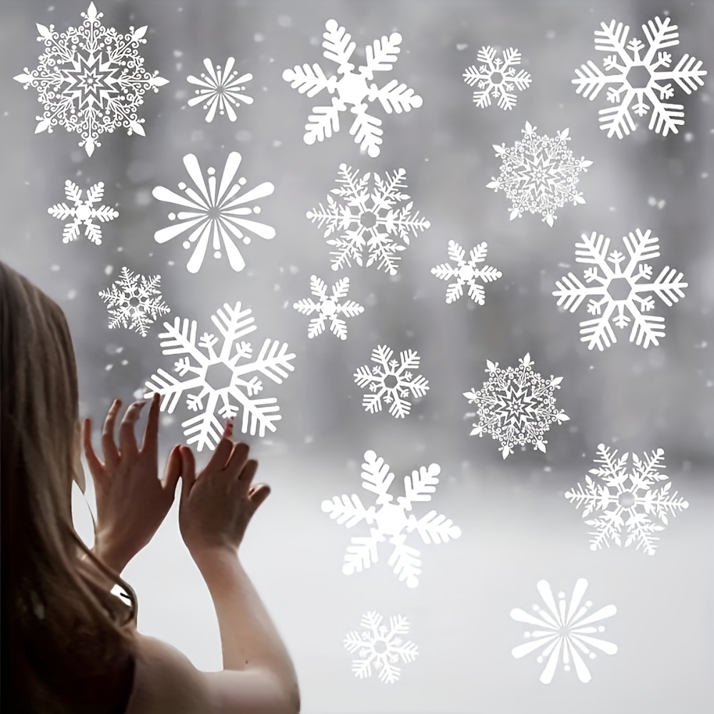 Snowflake Window Decal - Autocollants statiques flocon de neige d'hiver,