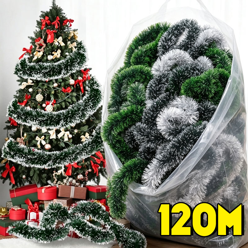 Tinsel Garland Decoration - Guirlande de Noël verte et blanche