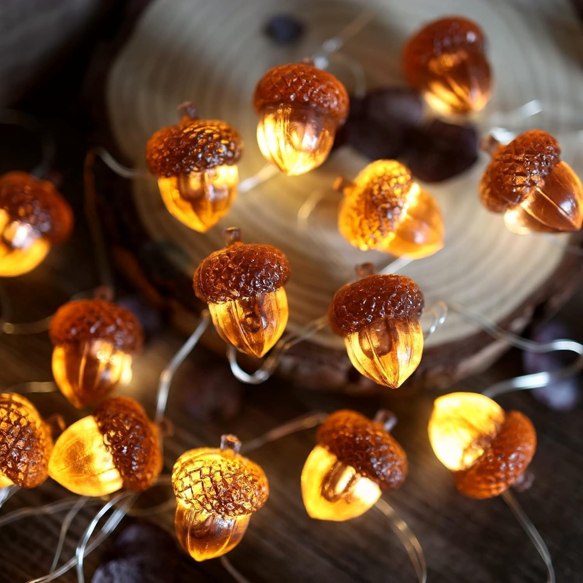 Led Fairy String Lights - Guirxiété lumineuse Acorn, décorations de Thanksgiving,