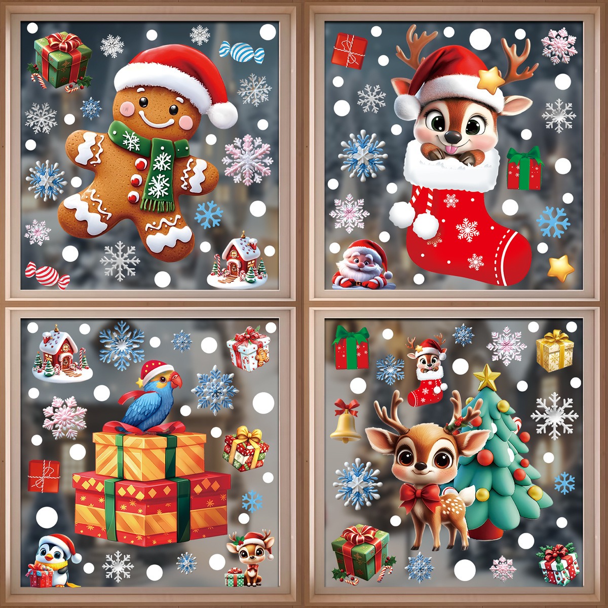 Snowflake Window Decal - Autocollants de fenêtre de noël, bonhomme