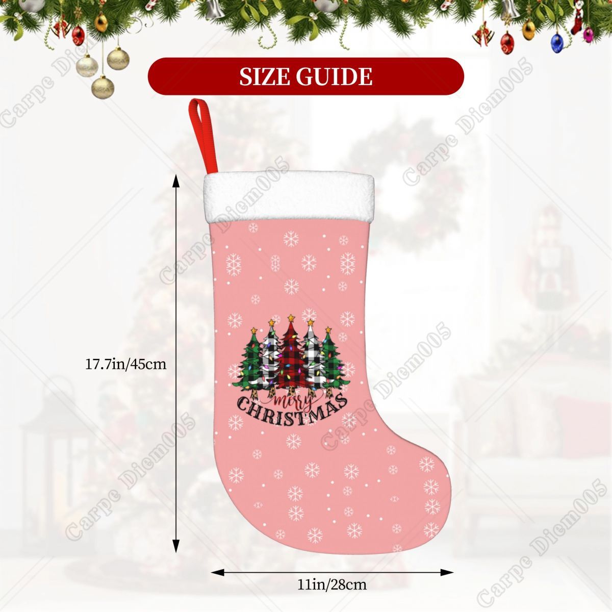 Grands bas de Noël roses pour  - Christmas Stocking Hanging avis et prix