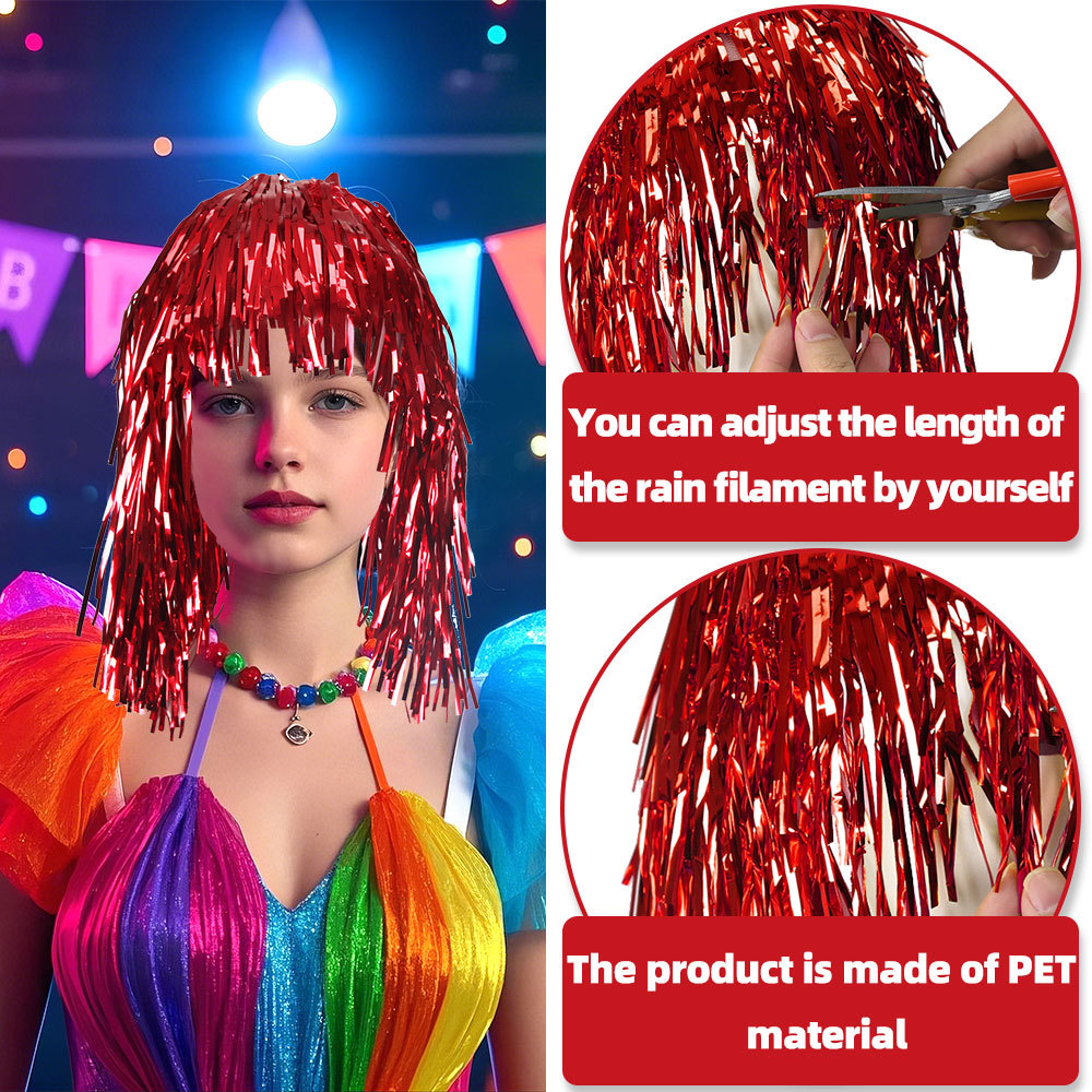 Perruque de cosplay disco en f - Tinsel Garland Decoration avis et prix