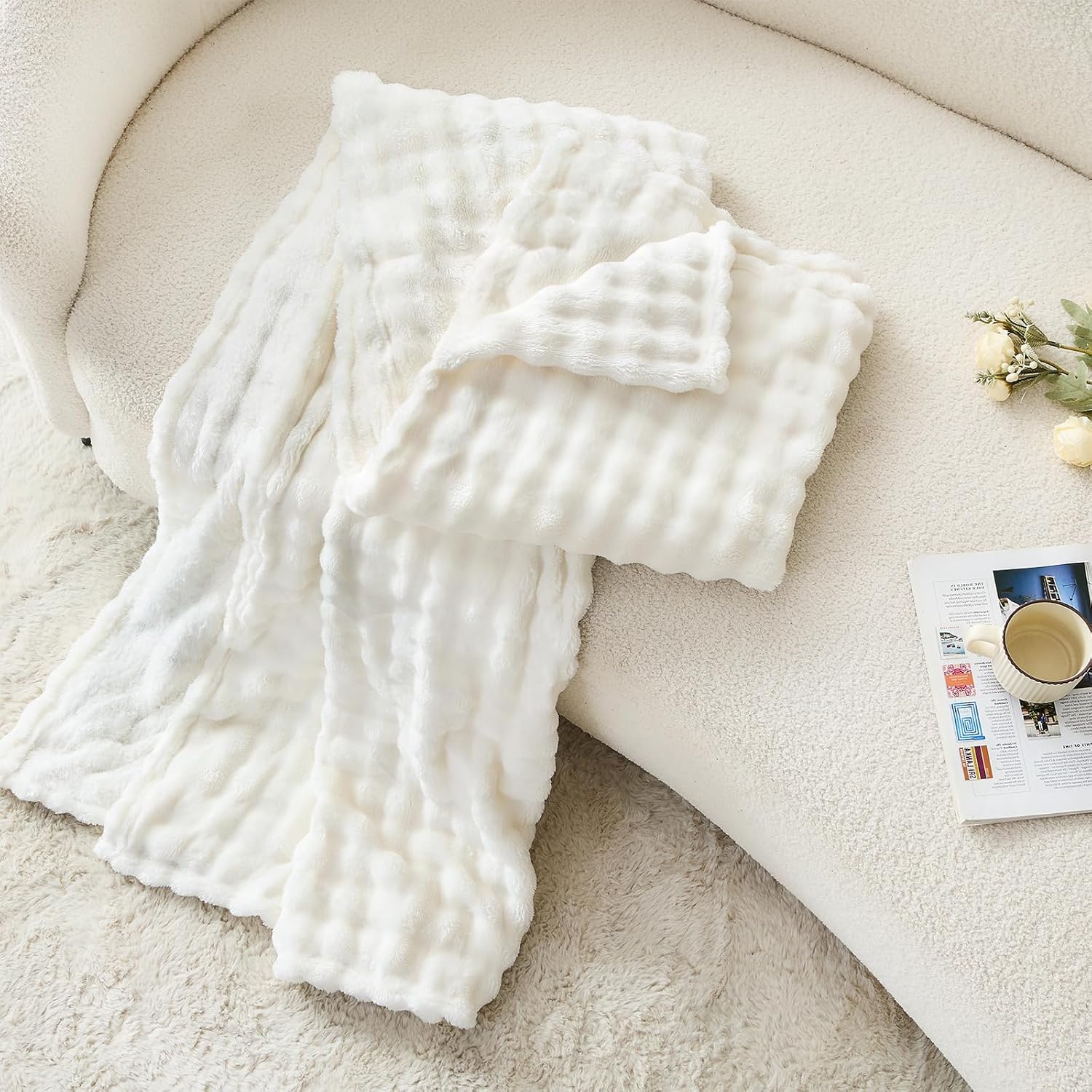 Couverture en peluche 3D blanc - Christmas Throw Blanket avis et prix