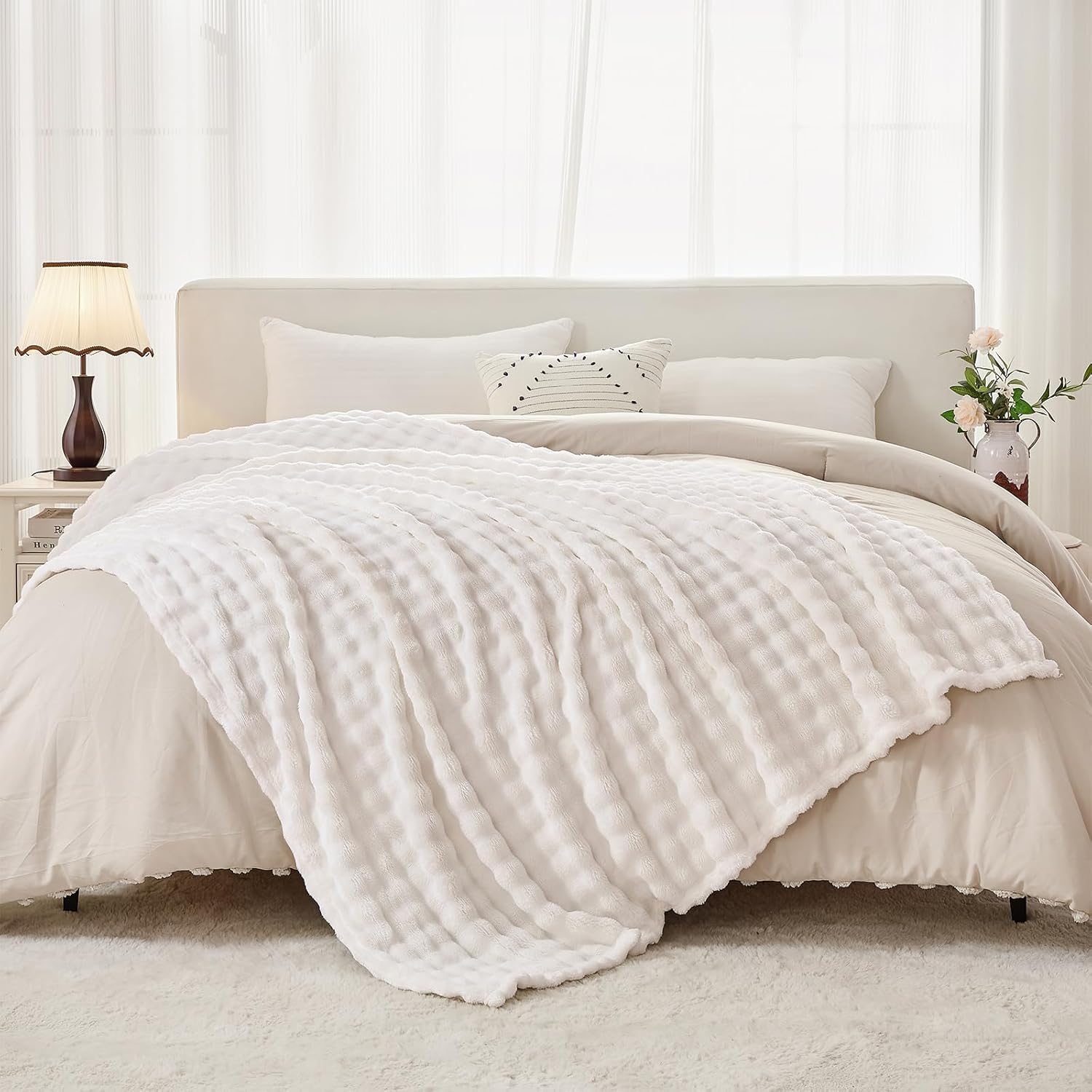 Couverture en peluche 3D blanc - Christmas Throw Blanket avis et prix