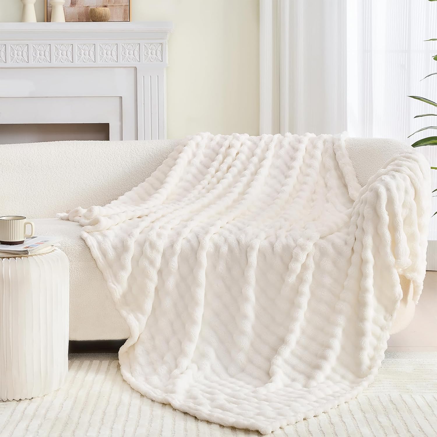 Couverture en peluche 3D blanc - Christmas Throw Blanket avis et prix