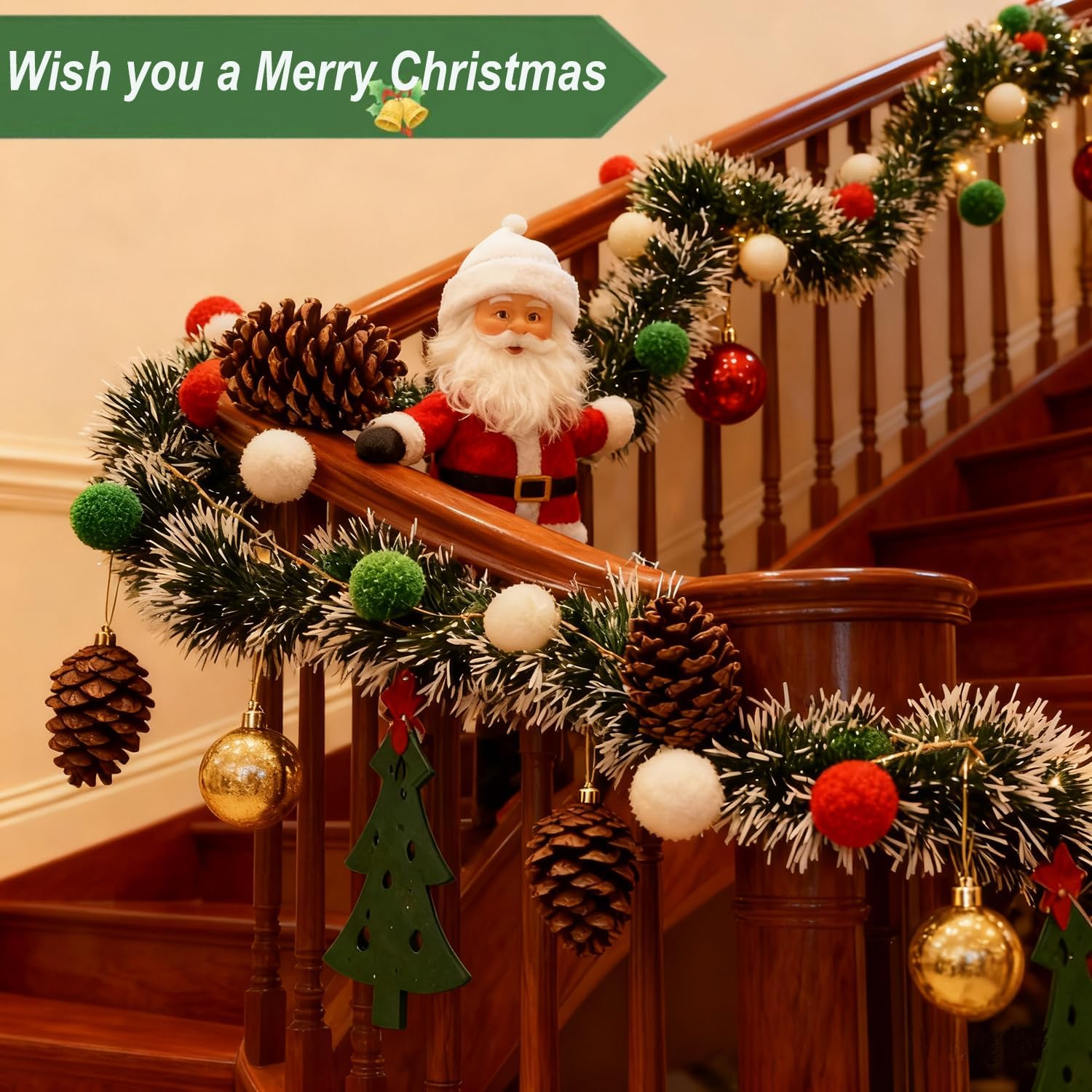 Guirlande de Noël verte et bla - Tinsel Garland Decoration avis et prix