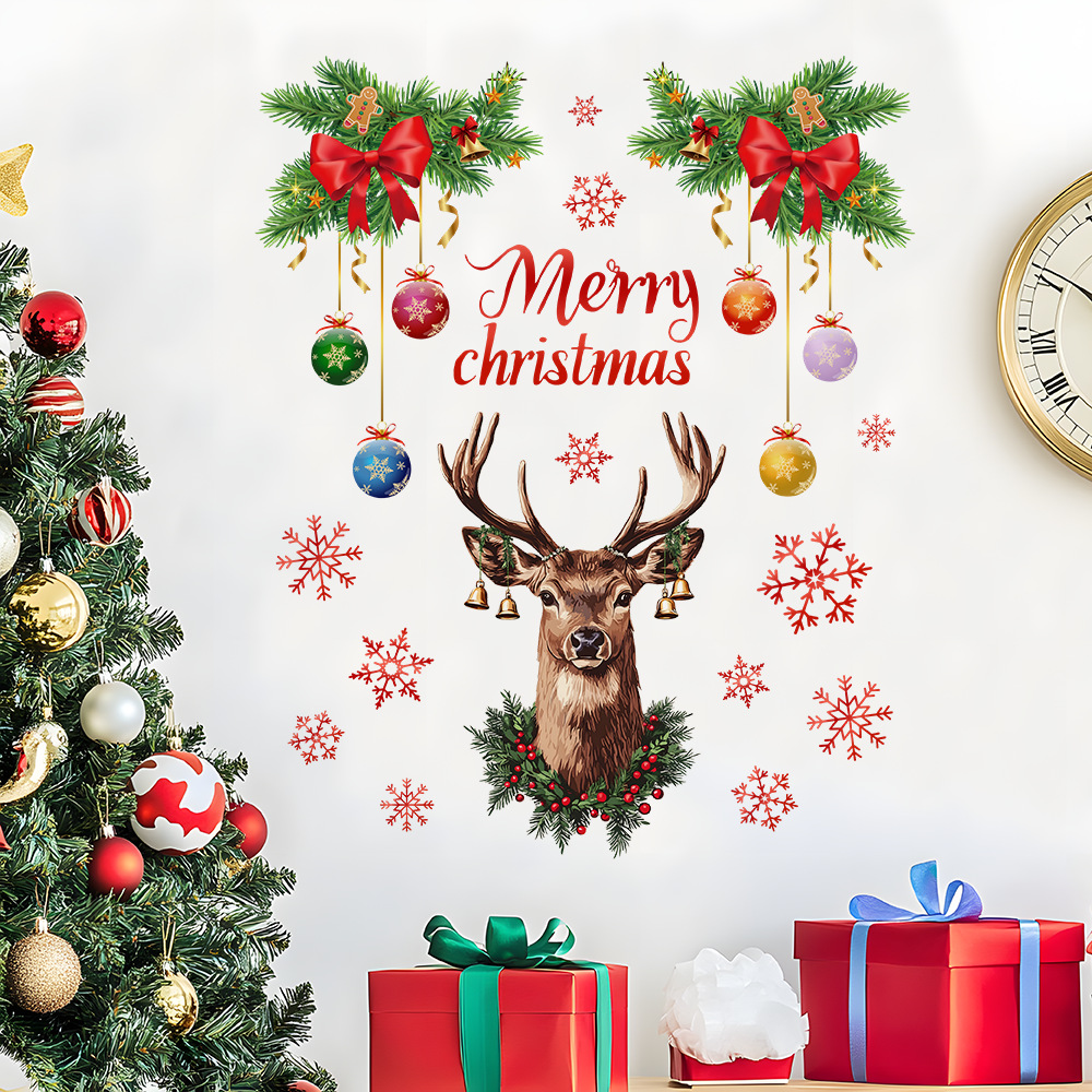 Autocollant mural tête de cerf - Snowflake Window Decal avis et prix