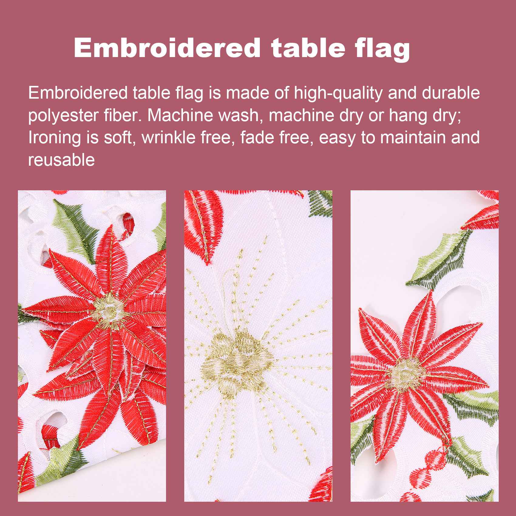 Chemin de table brodé de Noël, - Christmas Table Runner avis et prix