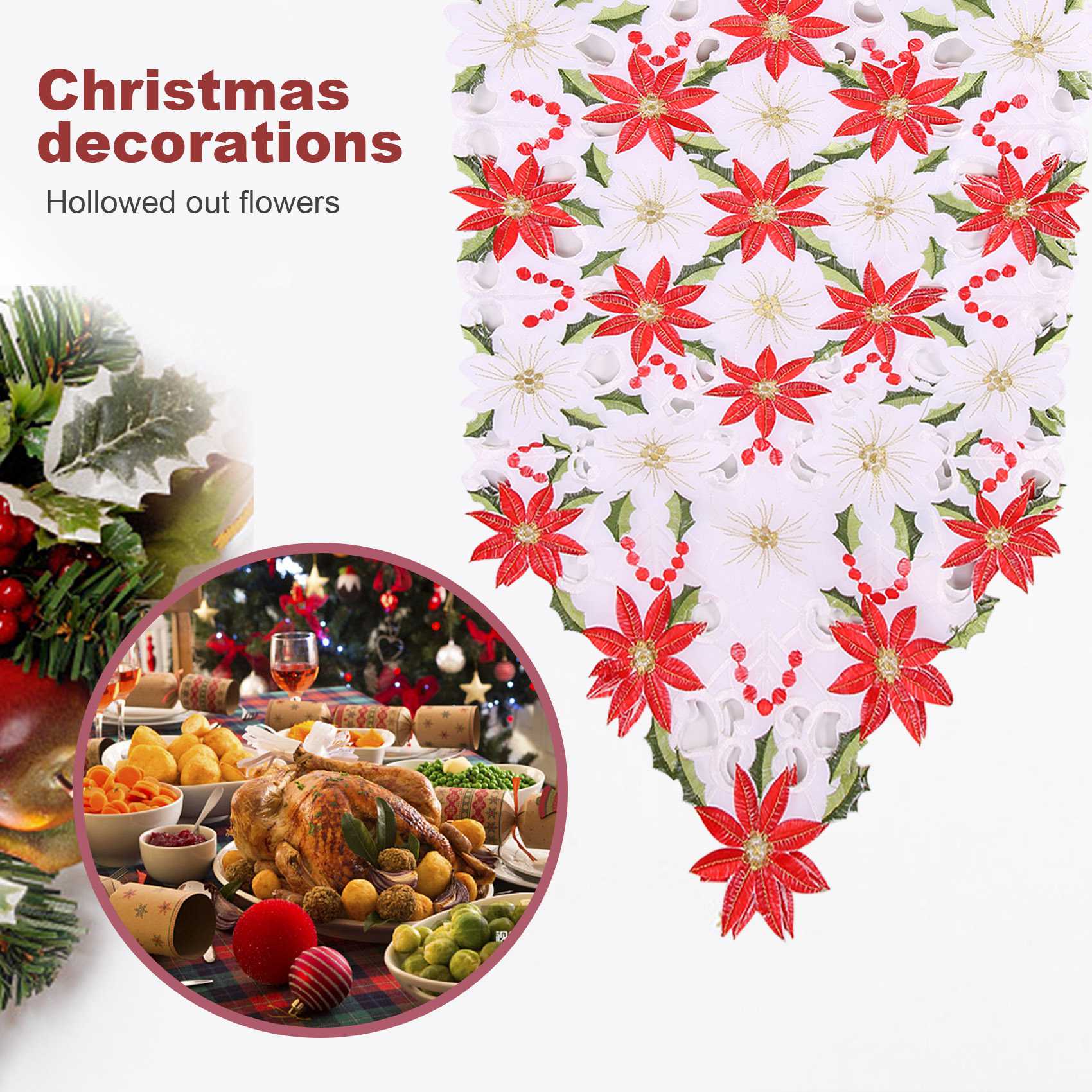 Chemin de table brodé de Noël, - Christmas Table Runner avis et prix
