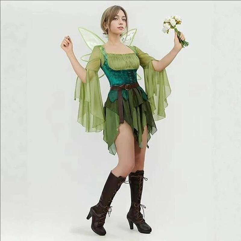 Robe de fée verte médiévale po - Elf Costume Christmas avis et prix